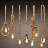 Vintage Hemp Rope Pendant Lights Attic Personality Industrial E27 Indoor Lightings For Loft/Living Room/Bar Retro Hanging Lamp