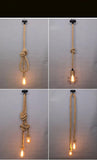 Vintage Hemp Rope Pendant Lights Attic Personality Industrial E27 Indoor Lightings For Loft/Living Room/Bar Retro Hanging Lamp