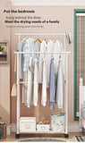 Coat Rack Movable Double Clothes Shelf Simple Rod Clothes  Floor-Standing Bedroom Telescopic Floor Hangers Storage Coat Rack