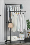 Coat Rack Movable Double Clothes Shelf Simple Rod Clothes  Floor-Standing Bedroom Telescopic Floor Hangers Storage Coat Rack