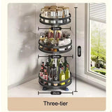 360°Rotating Kitchen Spice Storage Rack Organizer Desktop No Punching Home Multi-layer Round Rotating Spice Bottle Shelf Storage