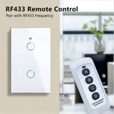 Tuya US WiFi Smart Wall Switch RF433 1/2/3/4 Gang No Neutral Wire Touch Sensor LED Light Switches Smart Home Alexa Google Home