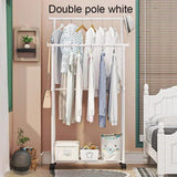 Coat Rack Movable Double Clothes Shelf Simple Rod Clothes  Floor-Standing Bedroom Telescopic Floor Hangers Storage Coat Rack