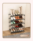 Stylish Shoe Rack Metal Simple Shoe Shelf Footwear Organizer Stand Holder Space-saving Black Shoe Shelf for Living Room