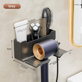 Wall mounted non perforated hair dryer storage rack Bathroom hair dryer storage and placement rack Multi functional storage rack