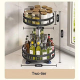 360°Rotating Kitchen Spice Storage Rack Organizer Desktop No Punching Home Multi-layer Round Rotating Spice Bottle Shelf Storage