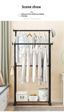 Coat Rack Movable Double Clothes Shelf Simple Rod Clothes  Floor-Standing Bedroom Telescopic Floor Hangers Storage Coat Rack