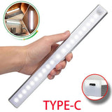 LED Motion Sensor Light Wireless LED Night Light Type C Rechargeable Light Cabinet Wardrobe Lamp Staircase Backlight For Kitchen