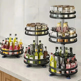 360°Rotating Kitchen Spice Storage Rack Organizer Desktop No Punching Home Multi-layer Round Rotating Spice Bottle Shelf Storage